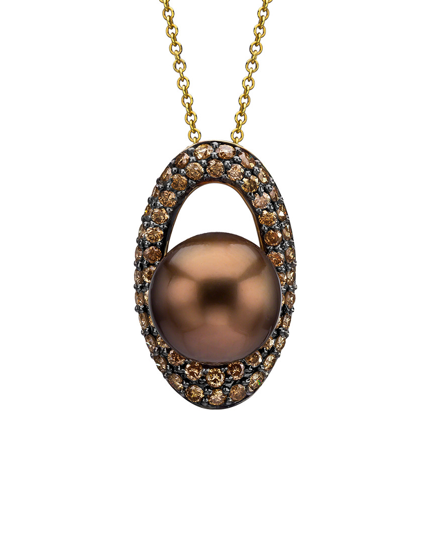 Le Vian Chocolate Pearls 14k 1.05 Ct. Tw. Diamond 10-11 Pearl Pendant Necklace