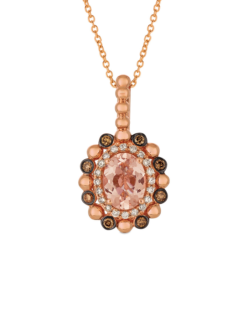 Le Vian 14k Rose Gold 1.11 Ct. Tw. Diamond & Morganite Necklace