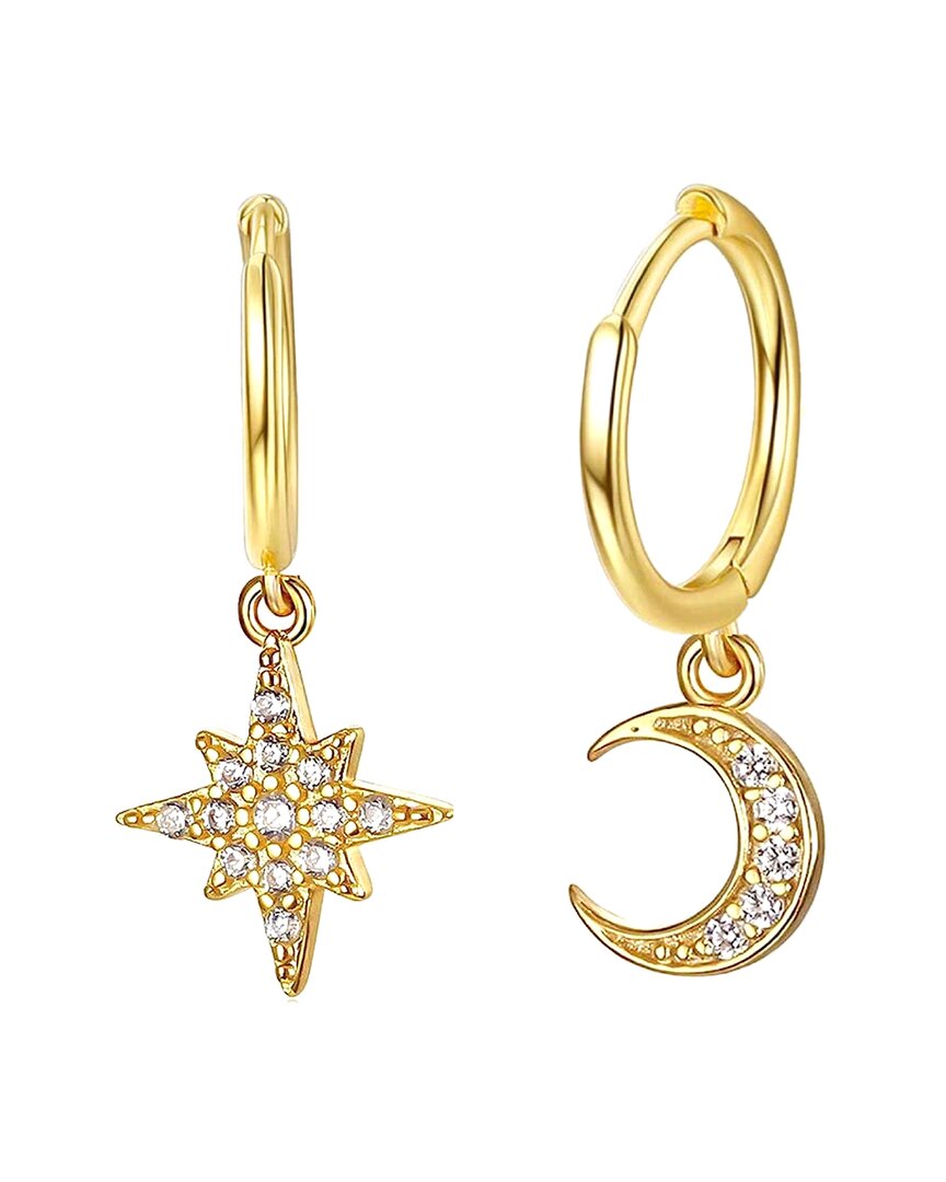 Liv Oliver 18k Cz Sun & Moon Drop Earrings