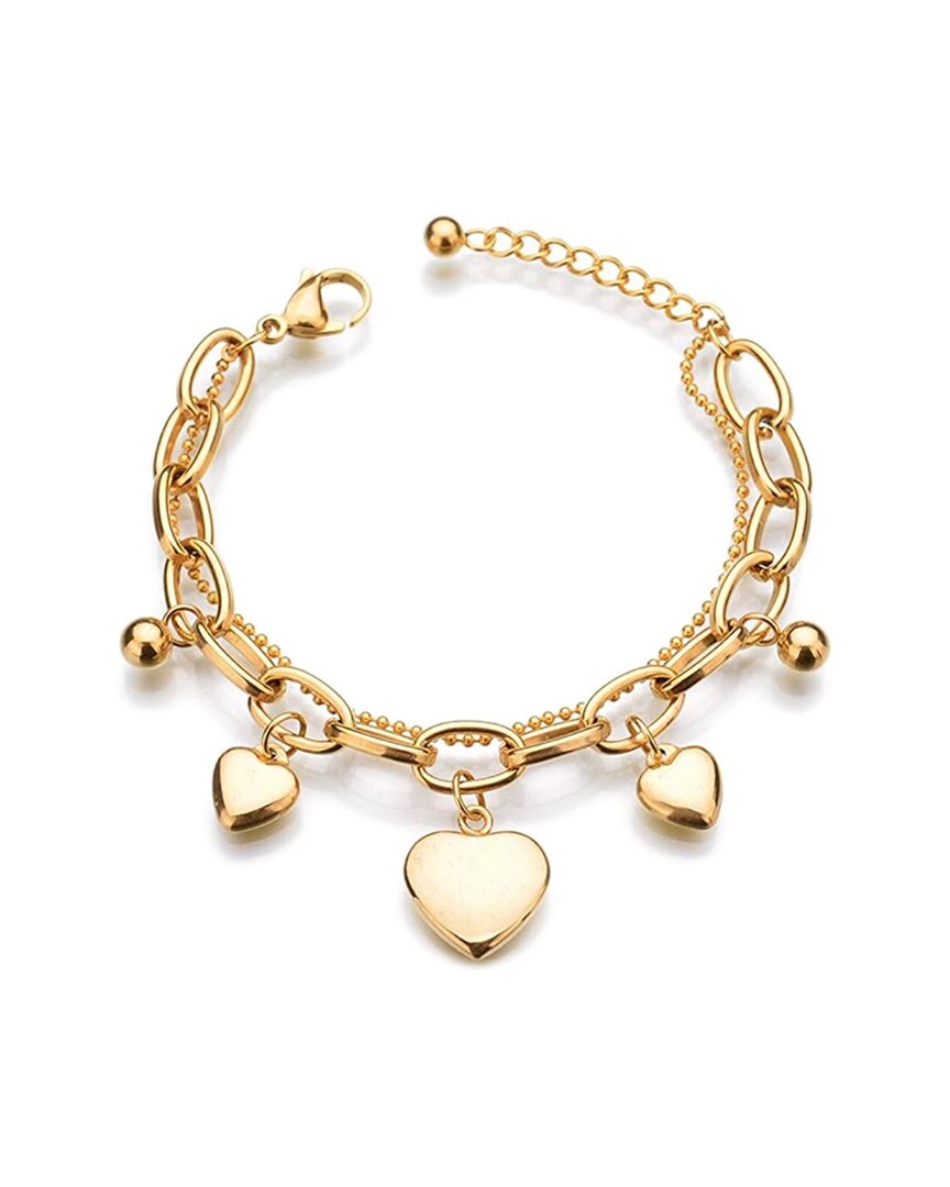 Liv Oliver 18k Plated Heart Charm Bracelet