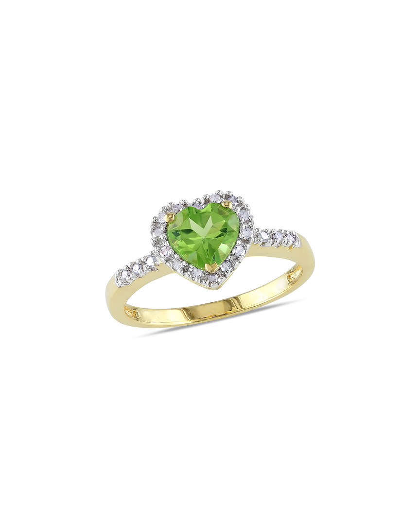 Rina Limor 10k 0.92 Ct. Tw. Diamond & Peridot Heart Ring