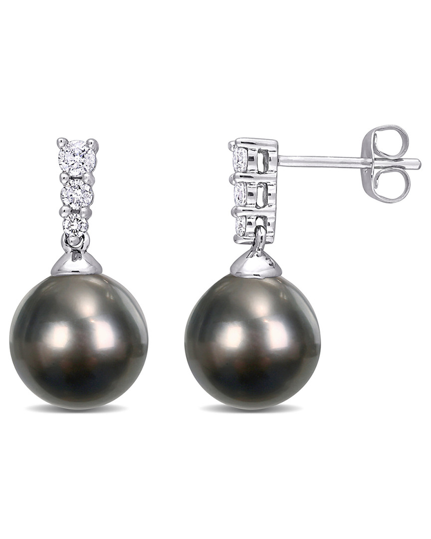 Rina Limor 10k 0.28 Ct. Tw. Diamond 9-10 Pearl Earrings