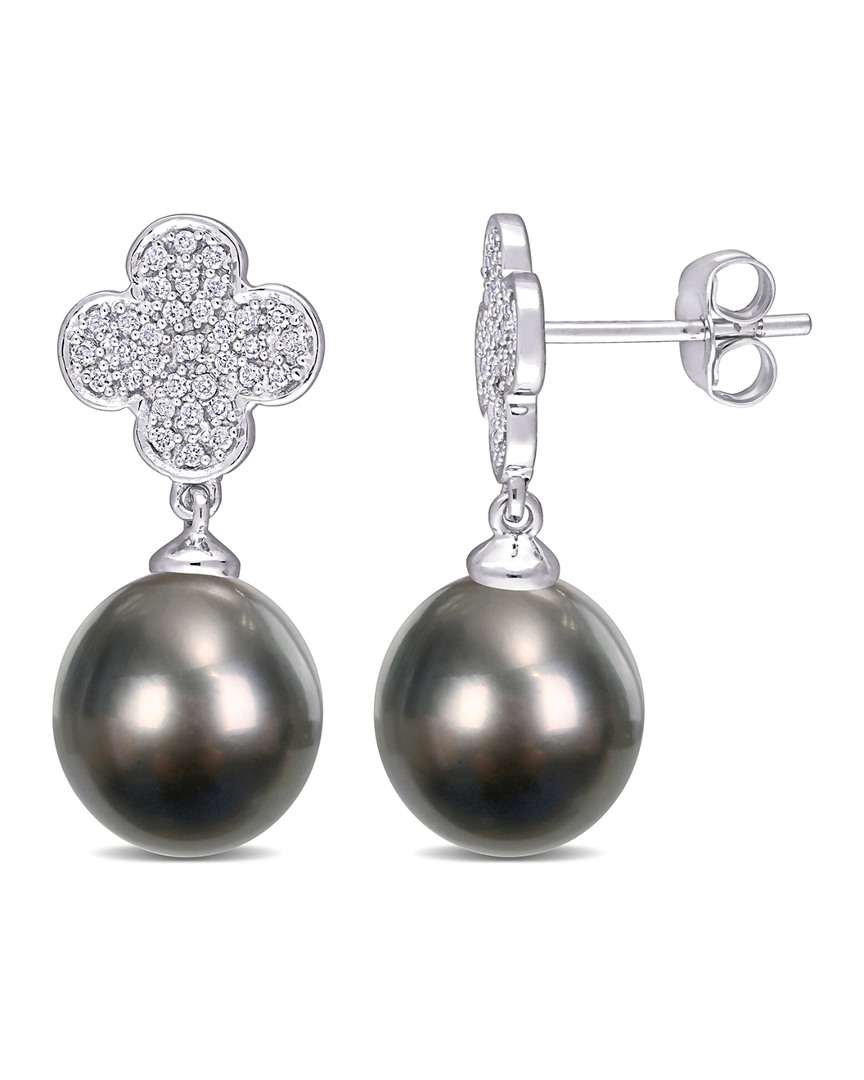 Rina Limor 10k 0.20 Ct. Tw. Diamond 10-10.5 Pearl Earrings