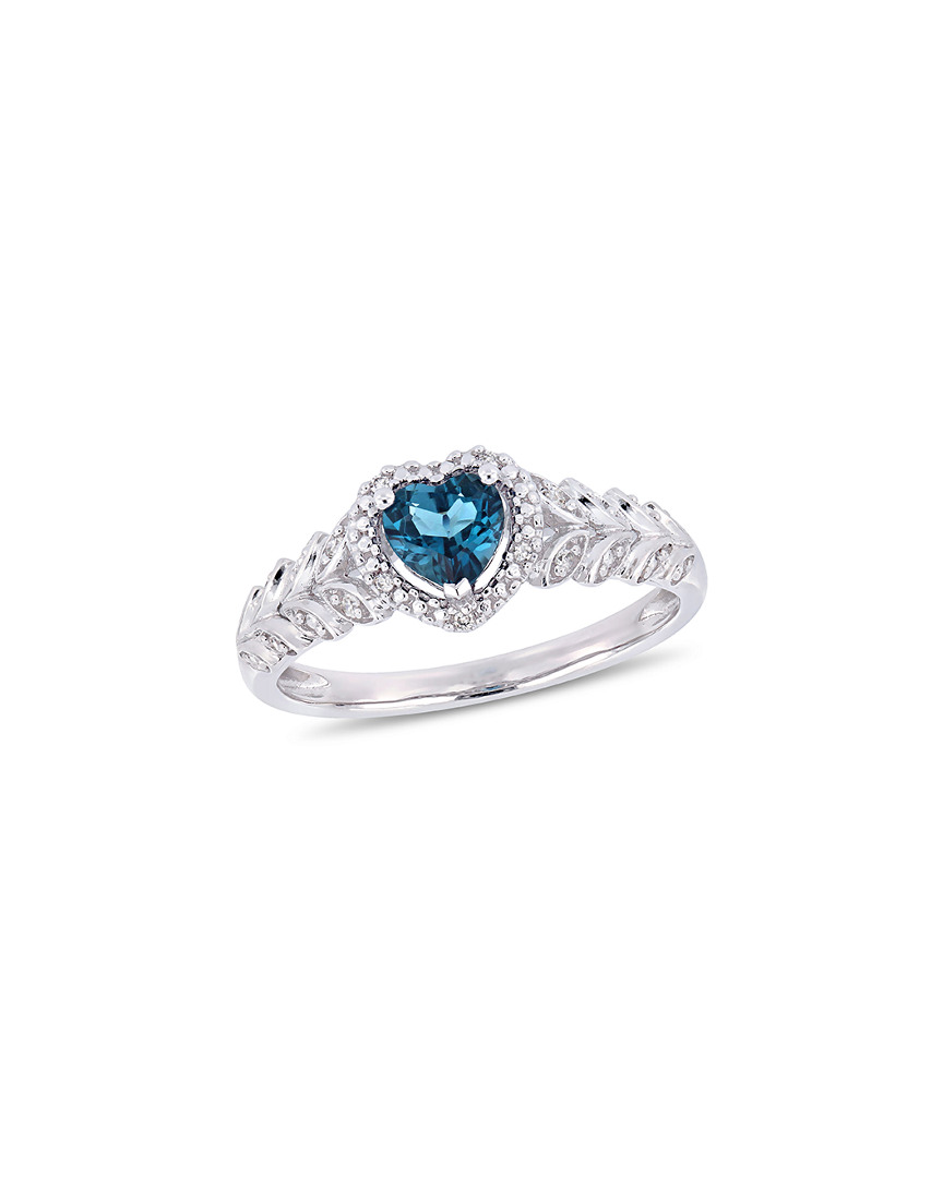Rina Limor 10k 0.54 Ct. Tw. Diamond & London Blue Topaz Ring