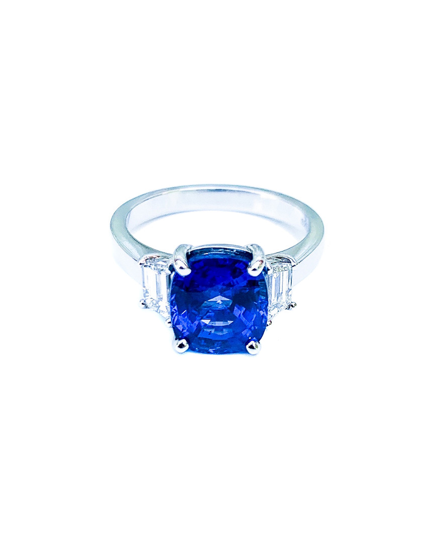 Arthur Marder Fine Jewelry Platinum 4.54 Ct. Tw. Diamond & Sapphire Ring
