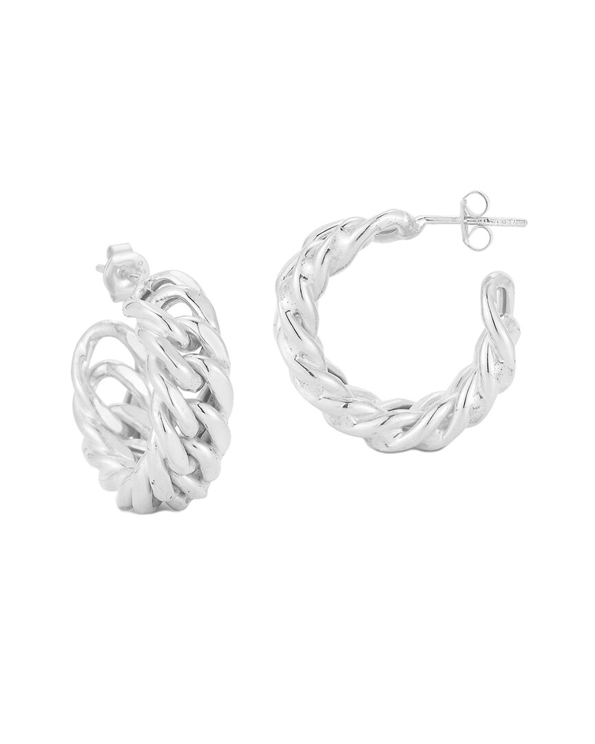 Chloe & Madison Chloe And Madison Silver Small Bold Curb Chain Hoops