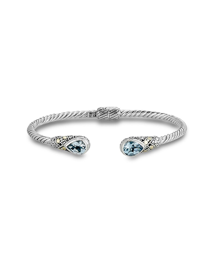 Shop Samuel B. 18k & Silver 2.40 Ct. Tw. Blue Topaz Twisted Cable Bangle Bracelet