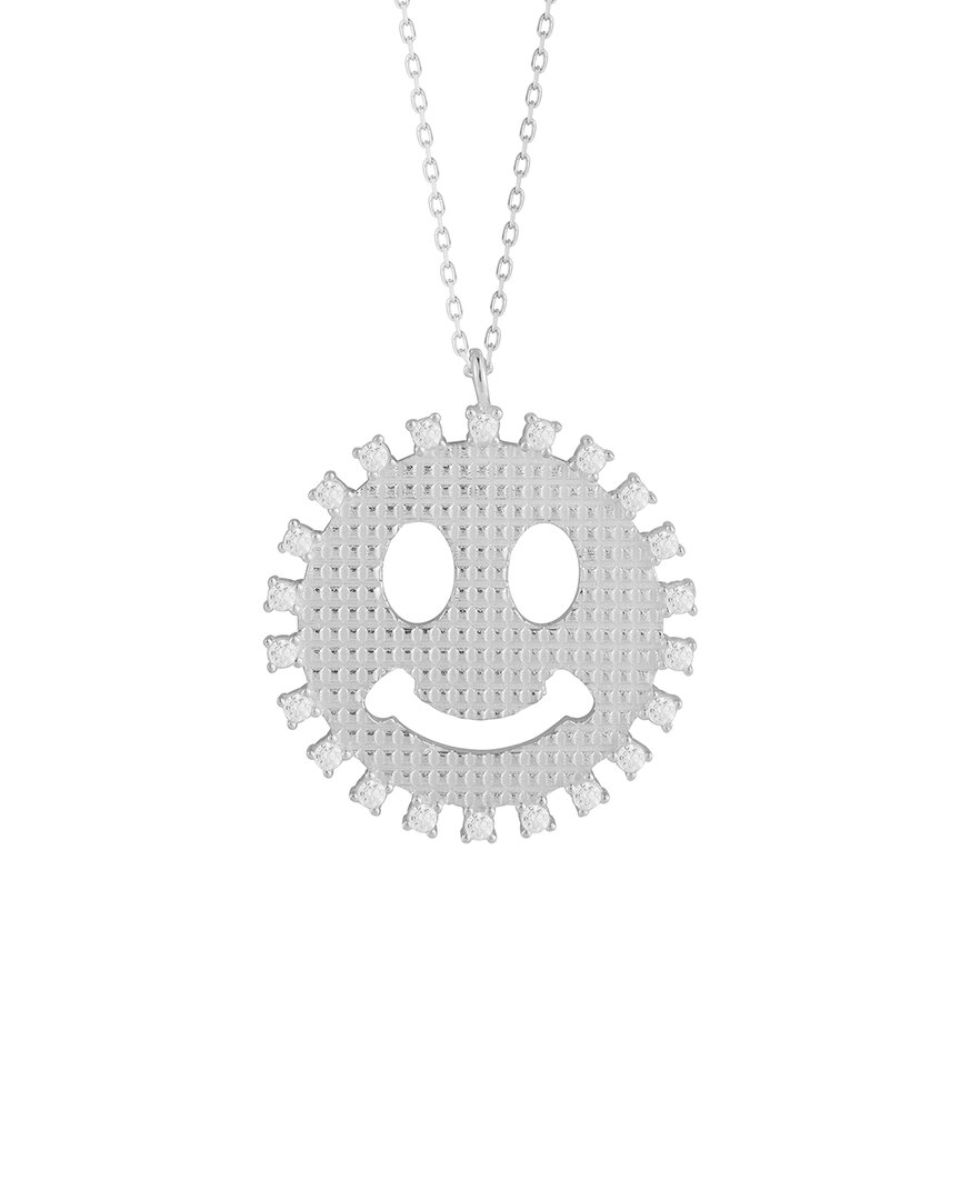 Sphera Milano Silver Cz Smiley Face Necklace