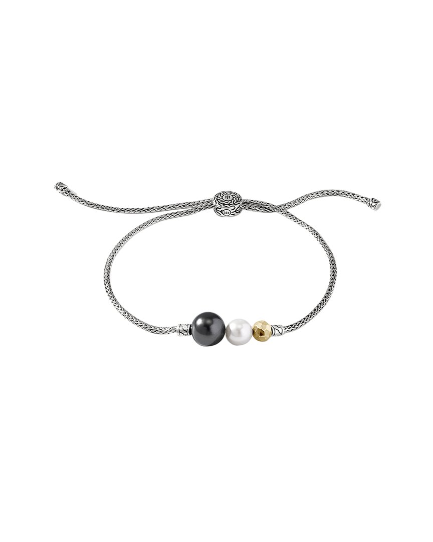 John Hardy Silver & 18k 8-8.5mm & 6-6.5mm Pearl Essentials Bracelet