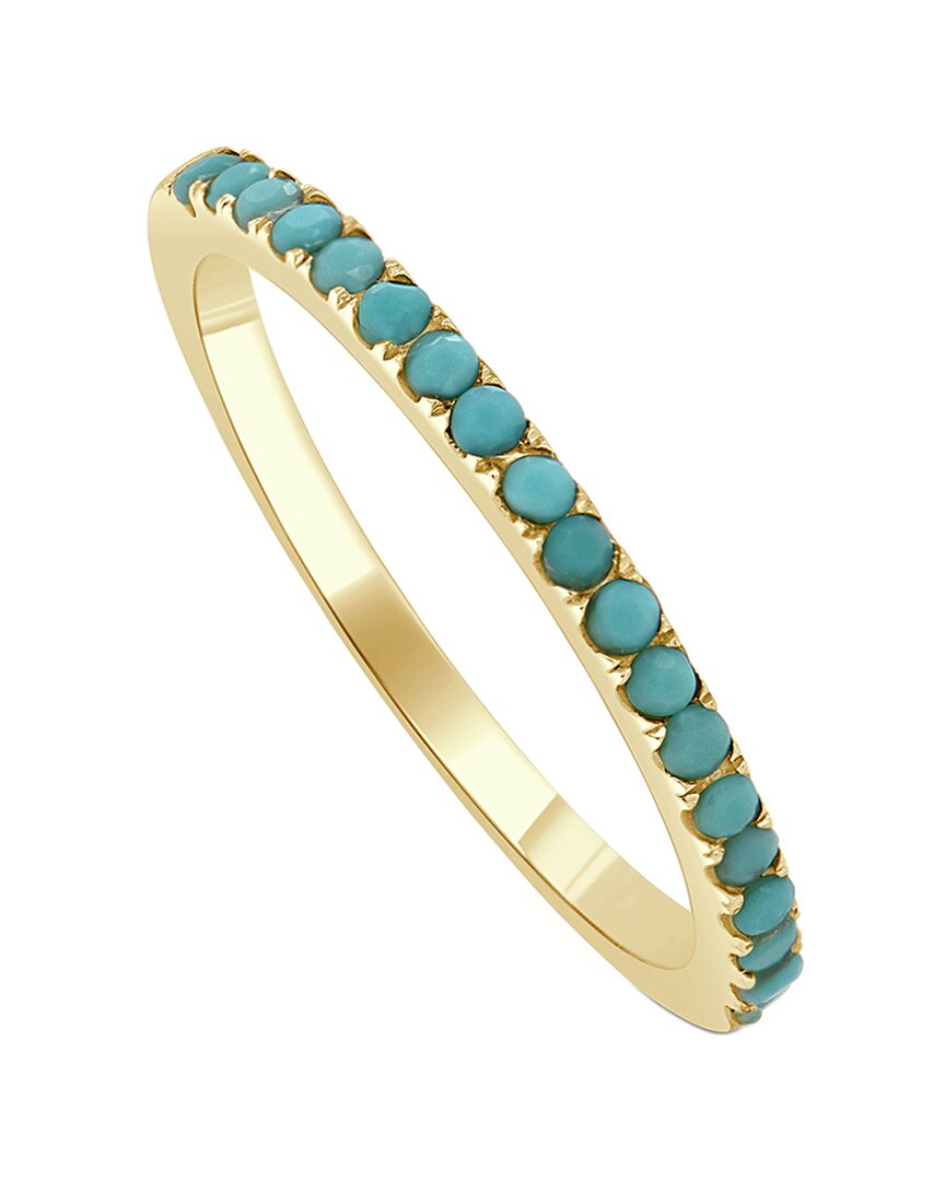 Sabrina Designs R15136tq Y 14k Yg Turquoise Half-way Around Band- In Gold