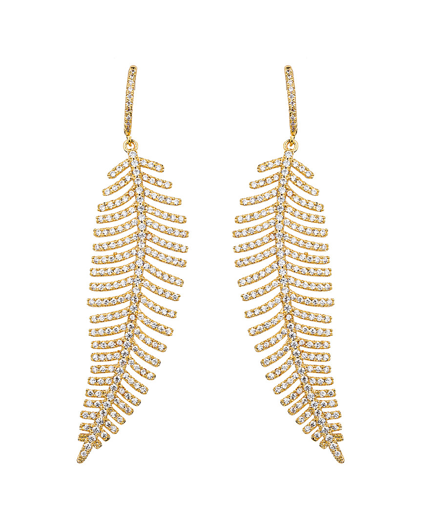 Eye Candy La 18k Gold Plated Feather Drop Earrings