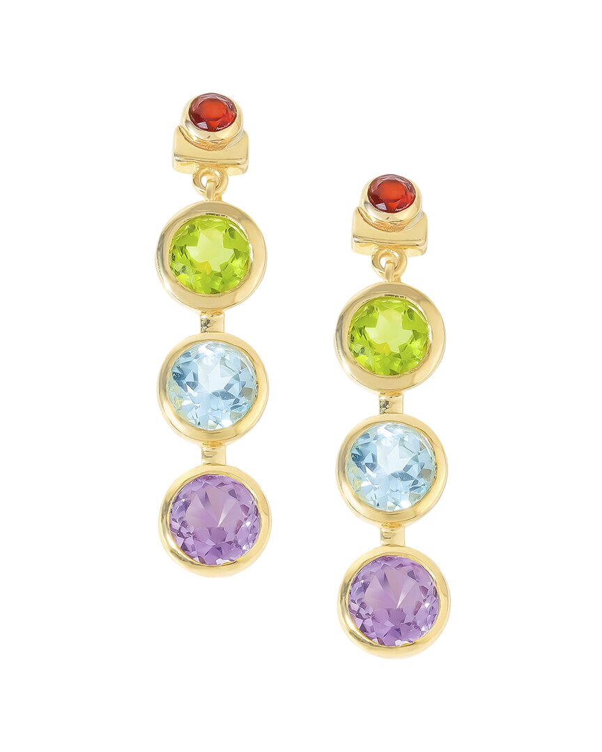 Tiramisu Plated 4.66 Ct. Tw. Amethyst, Blue Topaz, Peridot, Garnet Stud Earrings In Multi
