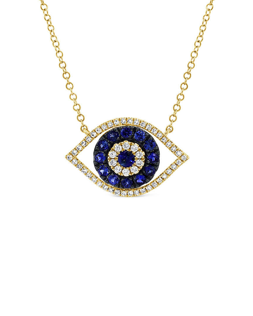 Sabrina Designs 14k 0.64 Ct. Tw. Diamond & Sapphire Evil Eye Necklace