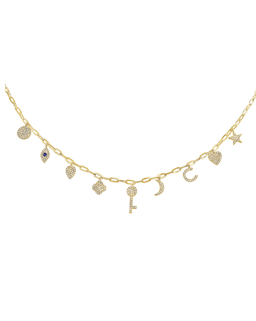 Sabrina Designs 14k 0.57 Ct. Tw. Diamond & Sapphire Charm Necklace