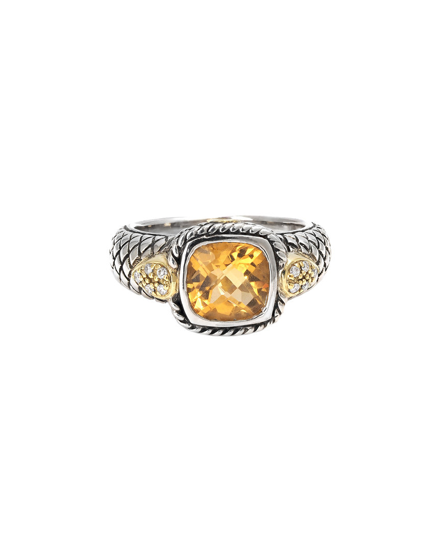 Andrea Candela Mini Alhambra 18k & Silver 1.96 Ct. Tw. Diamond & Citrine Ring