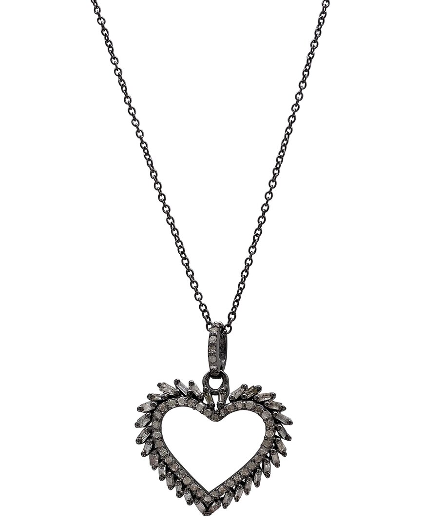 Adornia Fine Silver 0.30 Ct. Tw. Diamond Heart Necklace