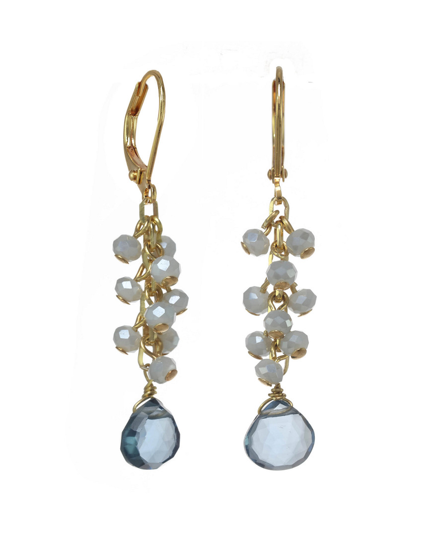Rachel Reinhardt 14k Plated London Blue Quartz Crystal Cluster Earrings