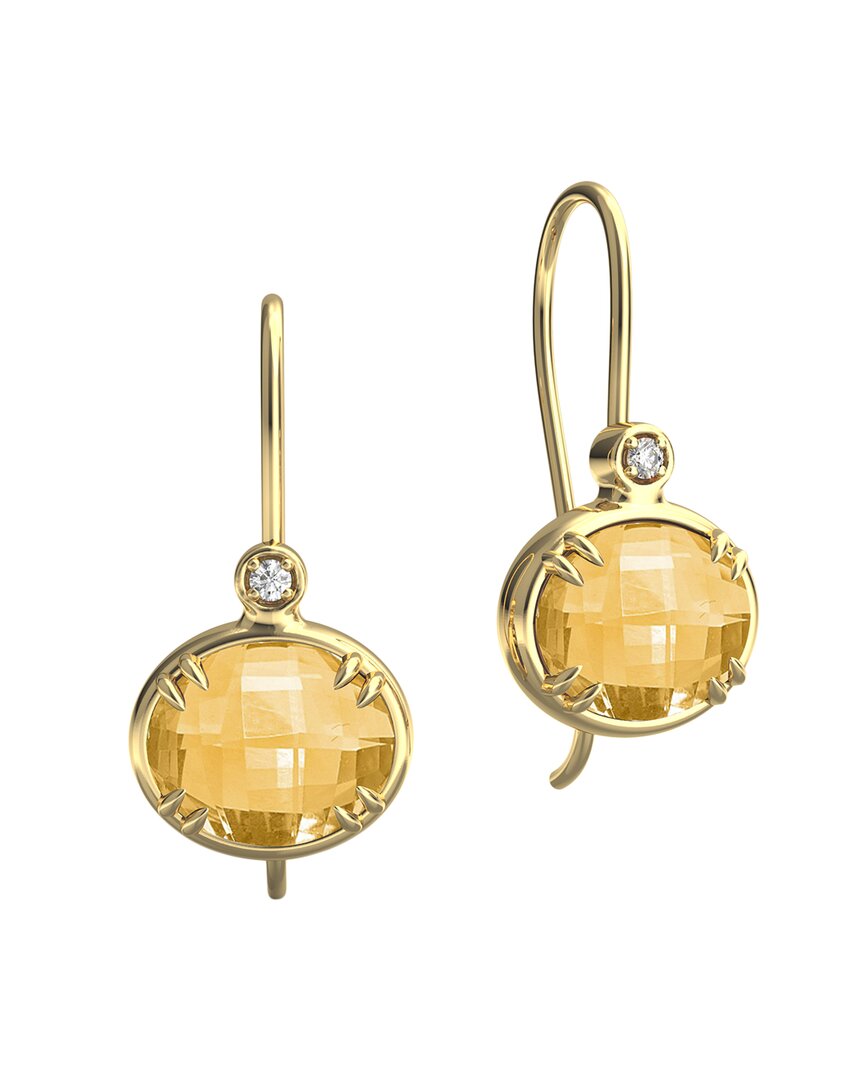I. Reiss 14k 4.95 Ct. Tw. Diamond & Citrine Earrings