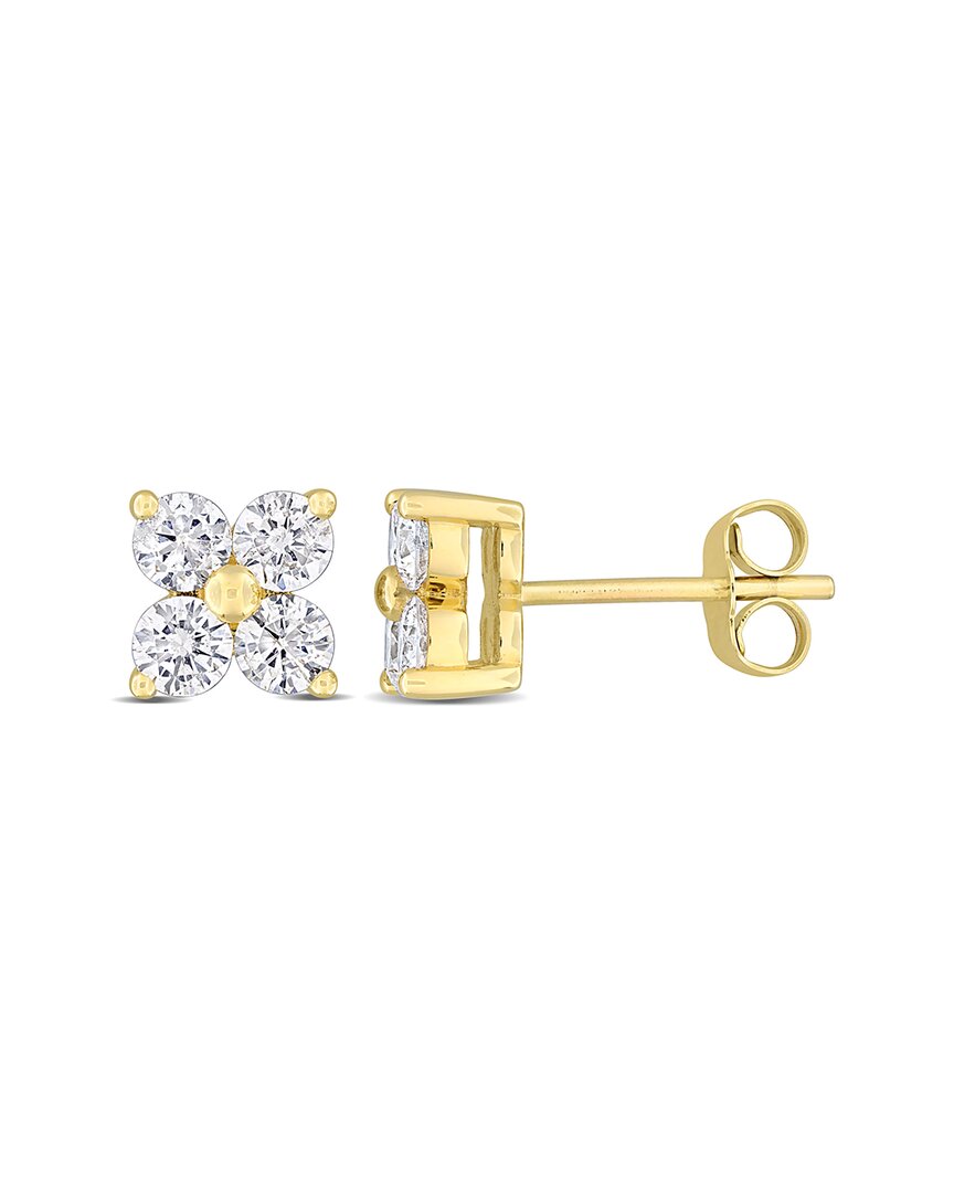 Rina Limor 1ct Tdw Diamond Floral Stud Earrings In 14k Yellow
