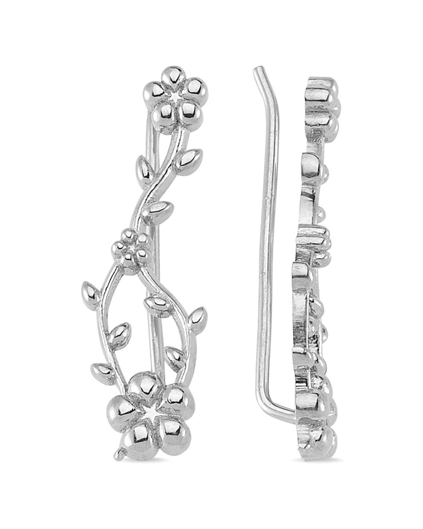 Amorium Silver Cz Ivy Blossom Earrings