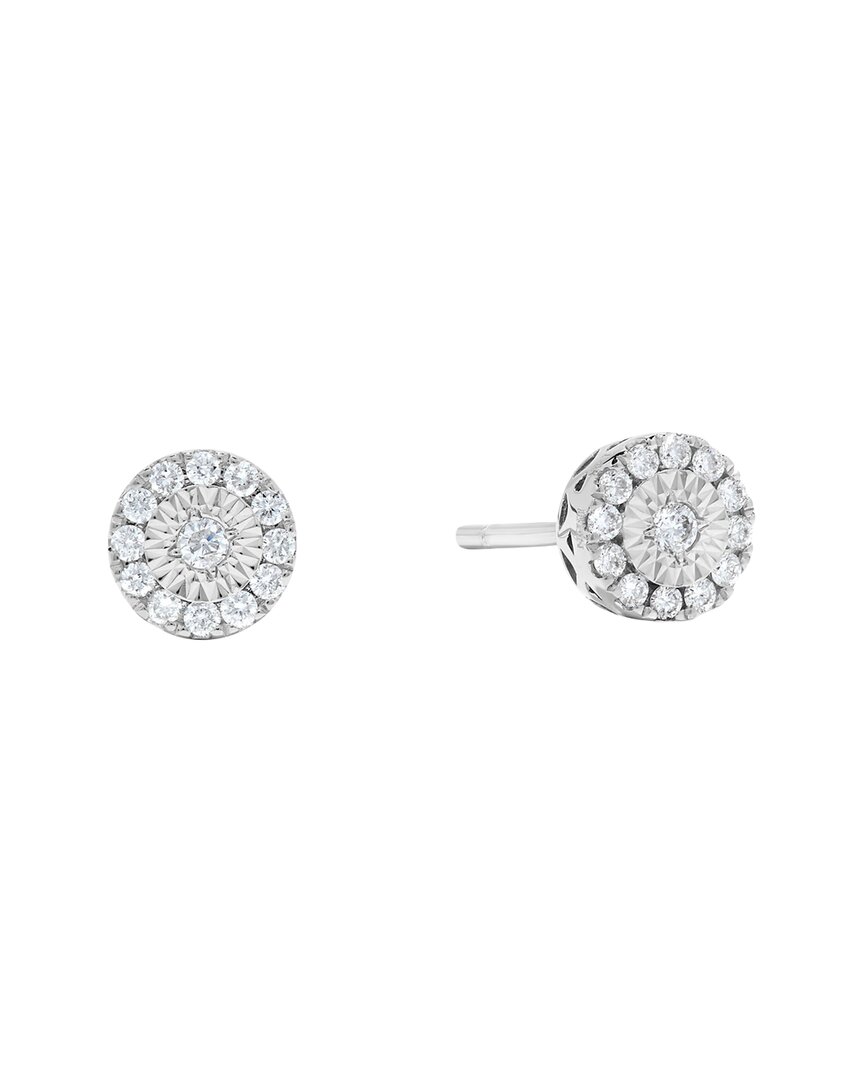H.j. Namdar 14k 0.20 Ct. Tw. Diamond Halo Earring In Silver