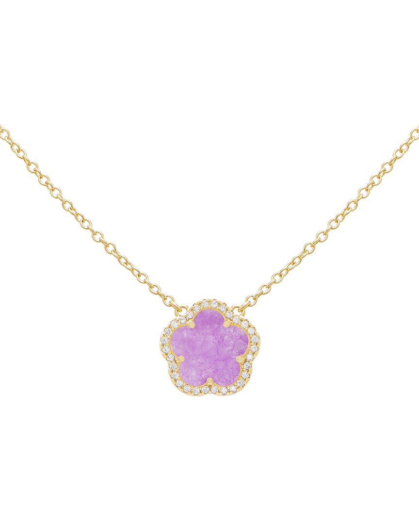 Jankuo Flower 14k Plated Amethyst Crystal Cz Pendant Necklace
