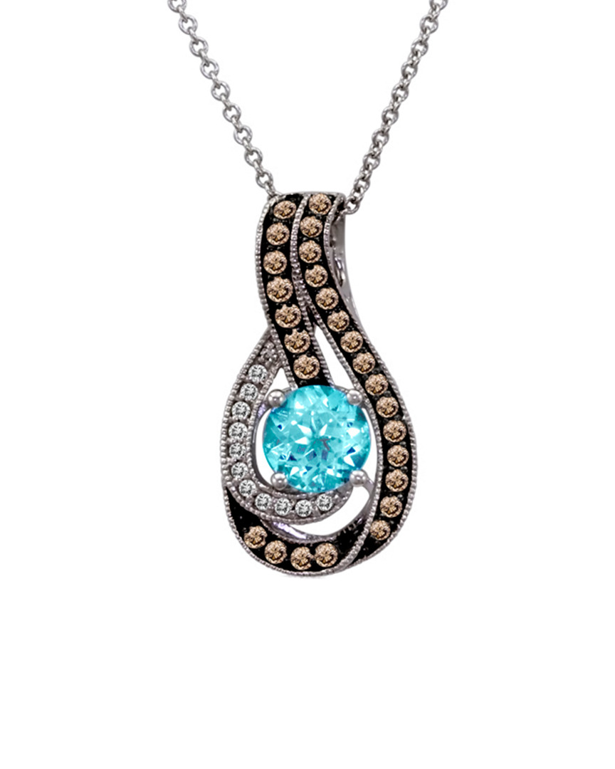 Image of Le Vian K . ct. tw. Diamond & Blue Topaz Pendant Necklace