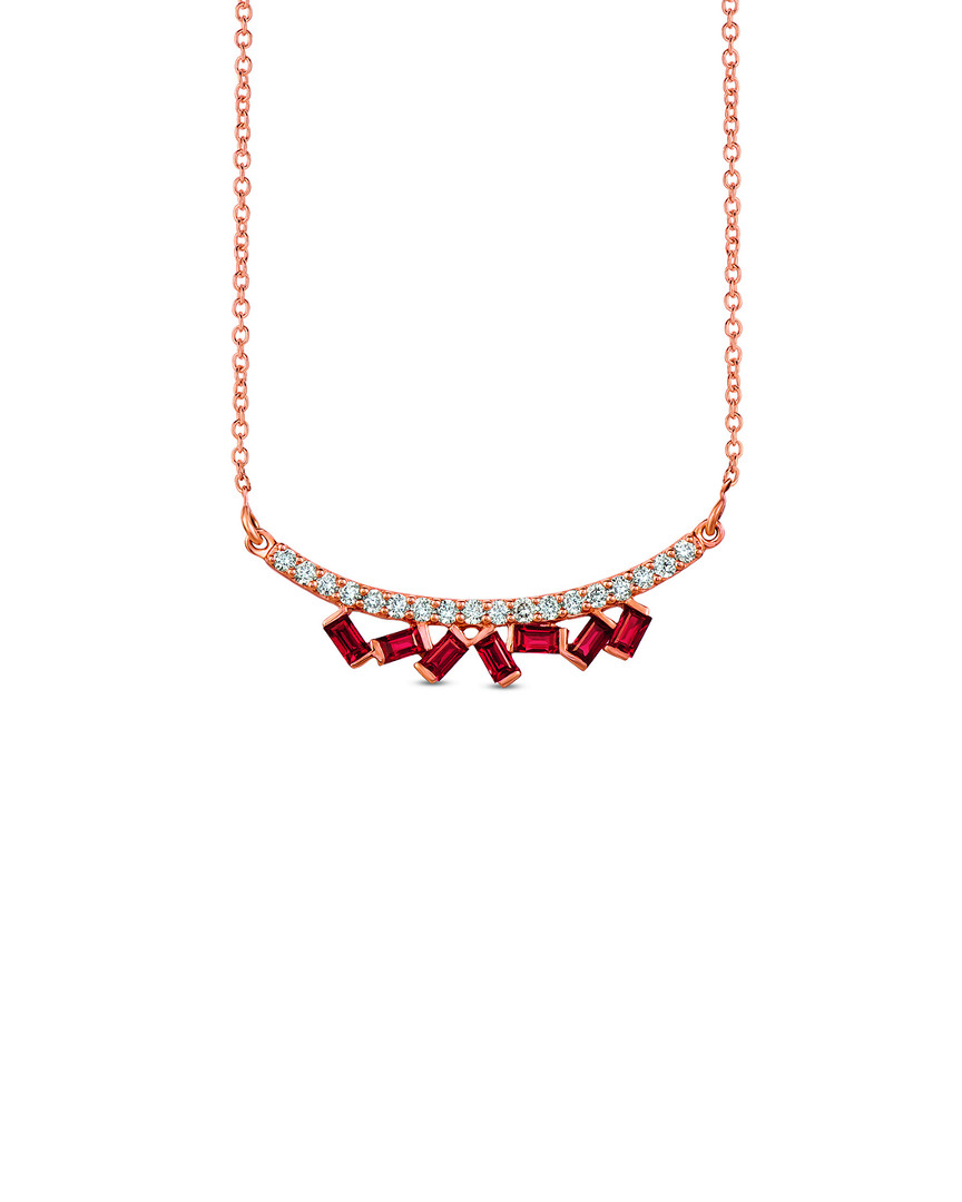 Le Vian 14k Rose Gold 0.77 Ct. Tw. Diamond & Ruby Necklace