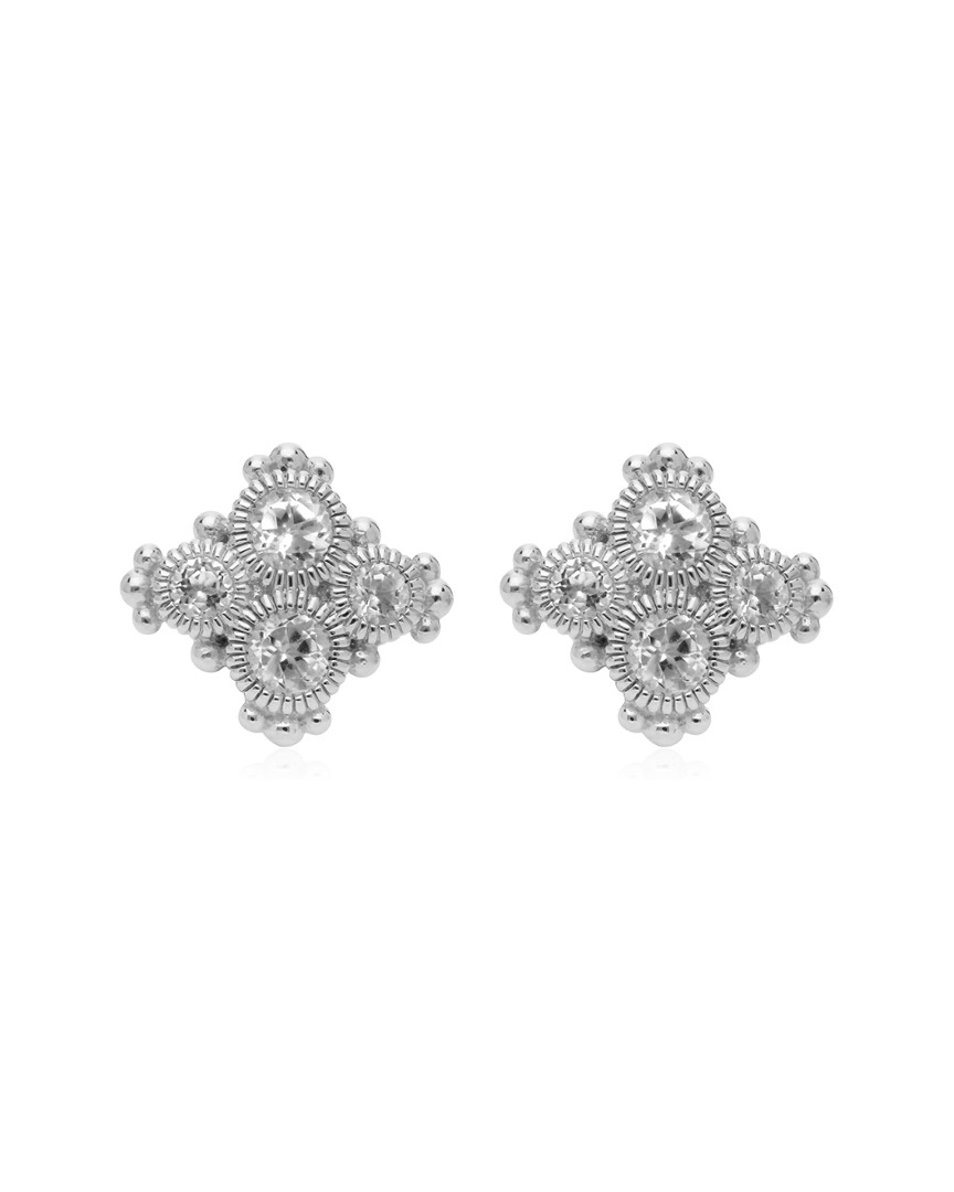Image of Judith Ripka Santorini Silver . ct. tw. White Topaz Earrings