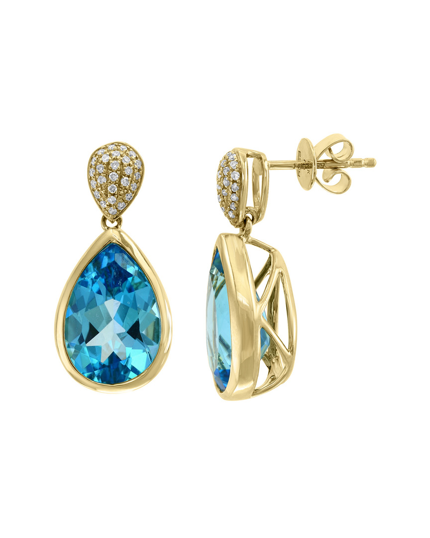 Effy Fine Jewelry 14k 9.20 Ct. Tw. Diamond & Blue Topaz Earrings In Gold