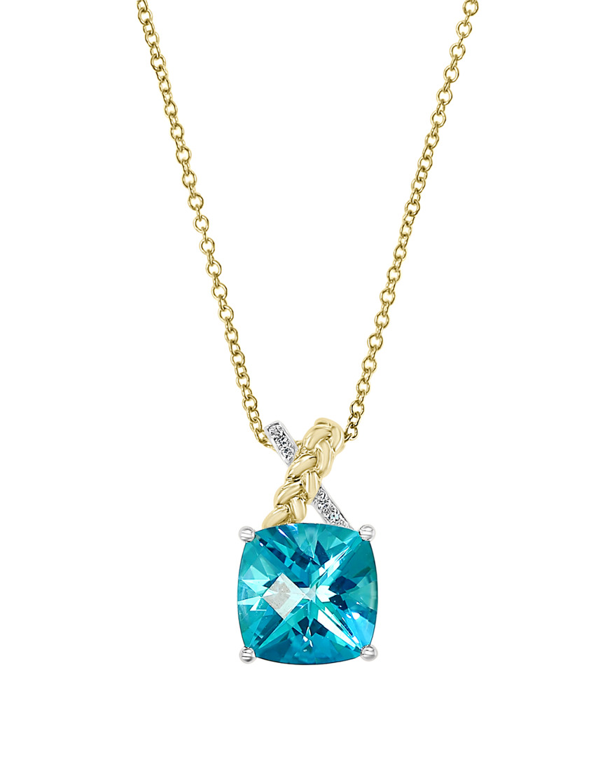 Image of Effy K Two-Tone . ct. tw. Diamond & Blue Topaz Pendant Necklace