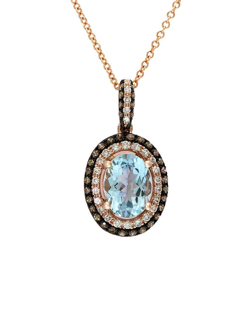 Effy Fine Jewelry Effy 14k Rose Gold 1.42 Ct. Tw. Diamond & Aquamarine Pendant Necklace