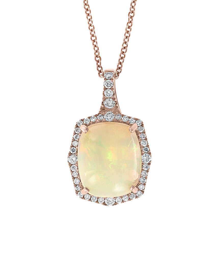 Effy Fine Jewelry 14k Rose Gold 3.78 Ct. Tw. Diamond & Opal Pendant Necklace