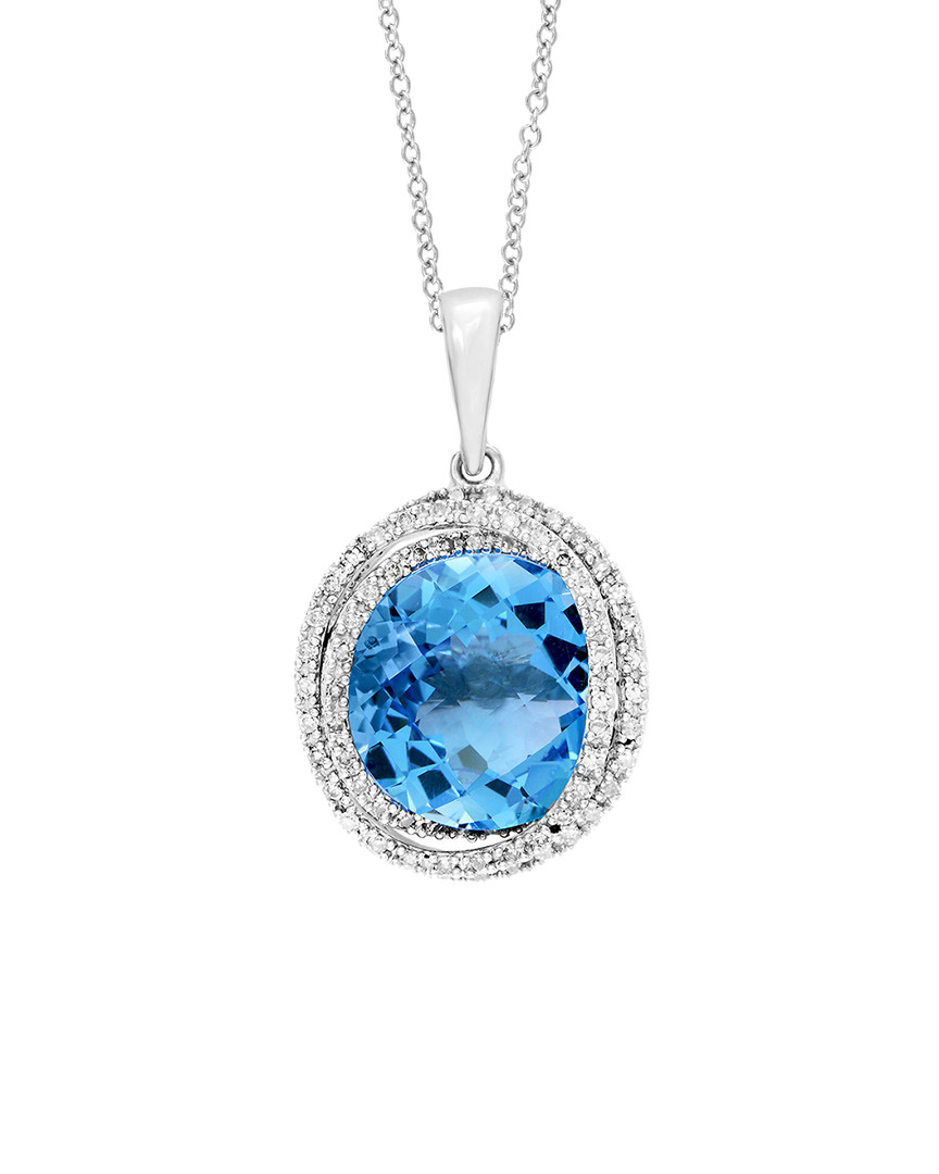 Effy Fine Jewelry 14k 8.69 Ct. Tw. Diamond & Blue Topaz Pendant Necklace