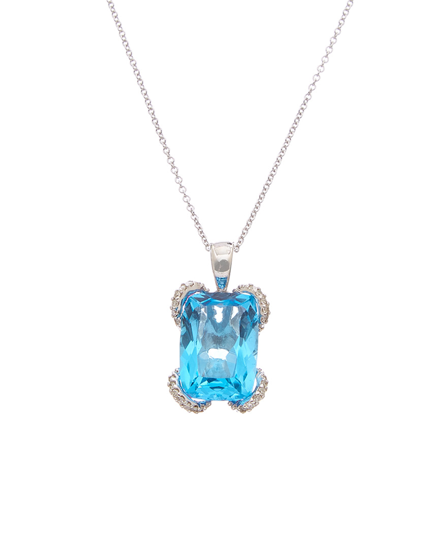Image of Effy Fine Jewelry K . ct. tw. Diamond & Blue Topaz Pendant Necklace Necklace