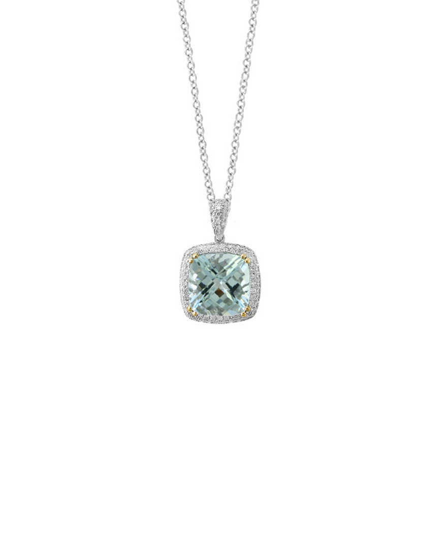 Effy Fine Jewelry 14k 4.38 Ct. Tw. Diamond & Aquamarine Pendant Necklace