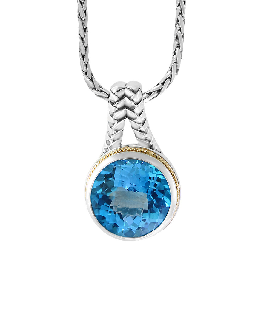 Image of Effy Fine Jewelry K & Silver Blue Topaz Pendant Necklace