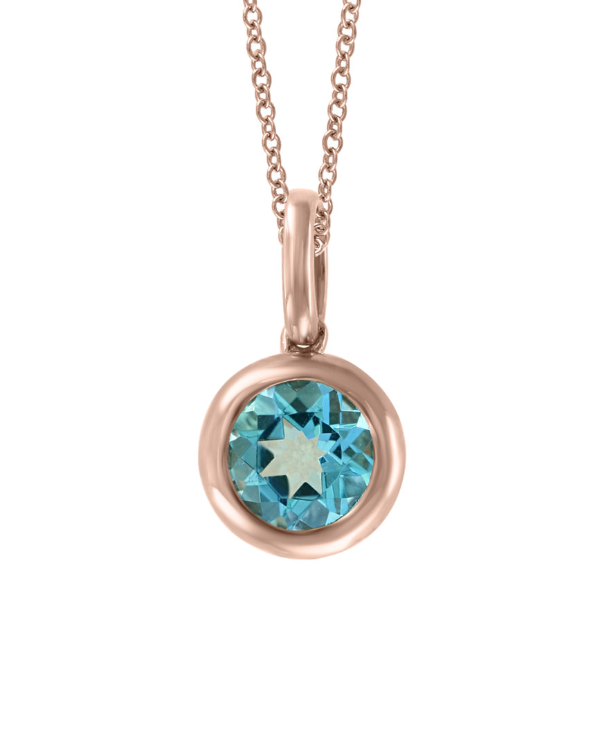 Image of Effy Fine Jewelry K Rose Gold . ct. tw. Blue Topaz Pendant Necklace