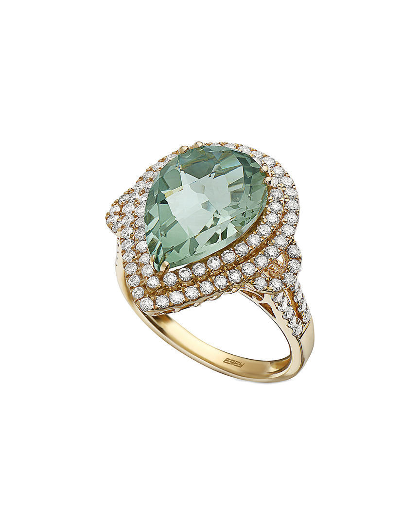 Effy Fine Jewelry 14k 6.85 Ct. Tw. Diamond & Green Amethyst Ring In Gold