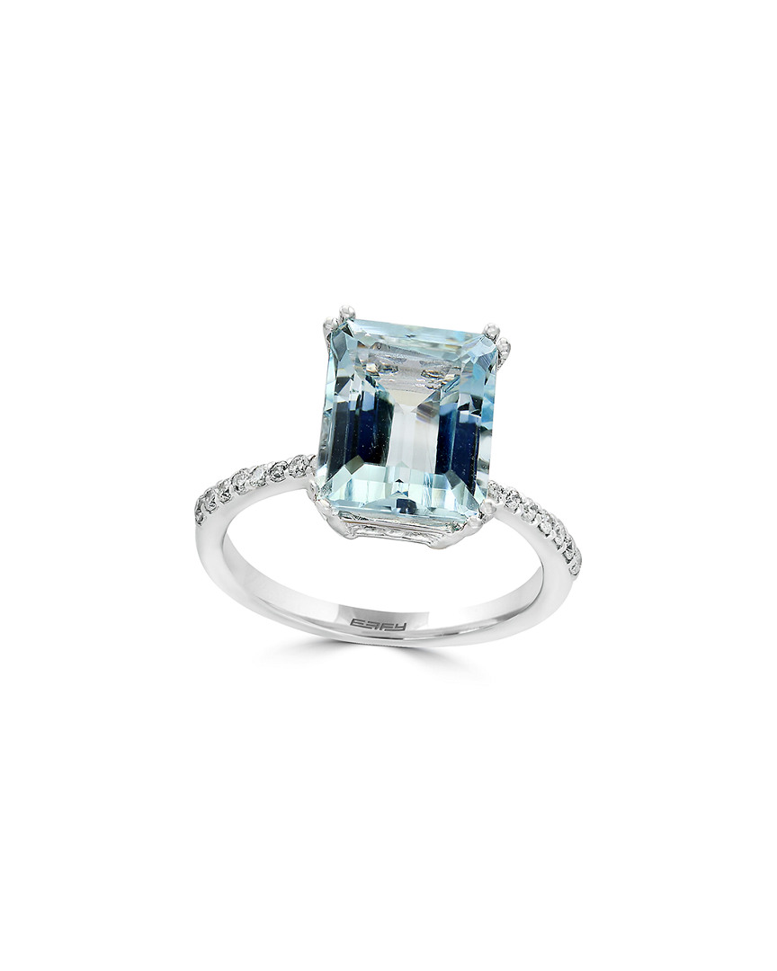 Effy Fine Jewelry 14k 4.06 Ct. Tw. Diamond & Aquamarine Ring In Metallic