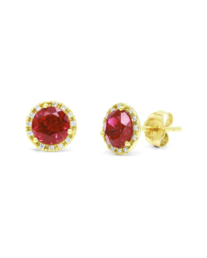 Shop Diana M. Fine Jewelry 14k 2.29 Ct. Tw. Diamond & Ruby Corundum Halo Studs