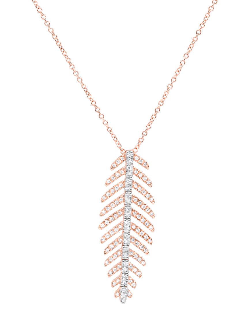Shop Diana M. Fine Jewelry 14k Rose Gold 0.26 Ct. Tw. Diamond Fish Spine Pendant Necklace