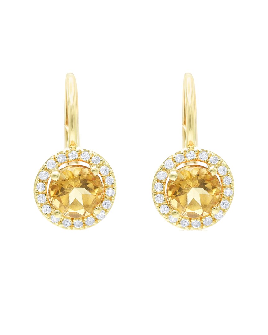 Diana M. Fine Jewelry 14K 0.94 ct. tw. Diamond & Citrine Halo Earrings
