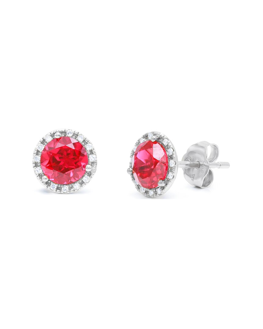 Diana M. Fine Jewelry 14K 2.17 ct. tw. Diamond & Ruby Corundum Halo Studs
