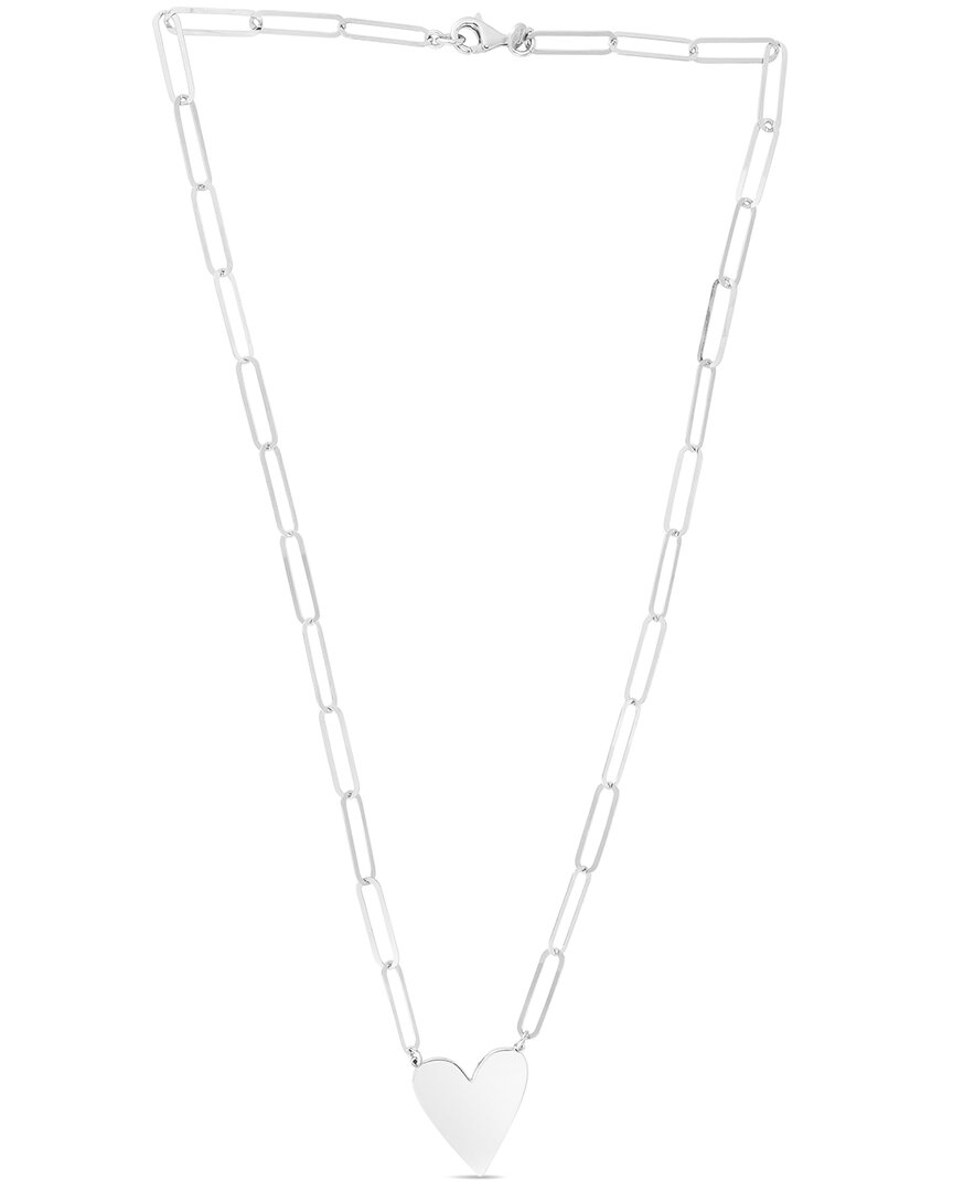 Italian Silver Paperclip Link Heart Necklace
