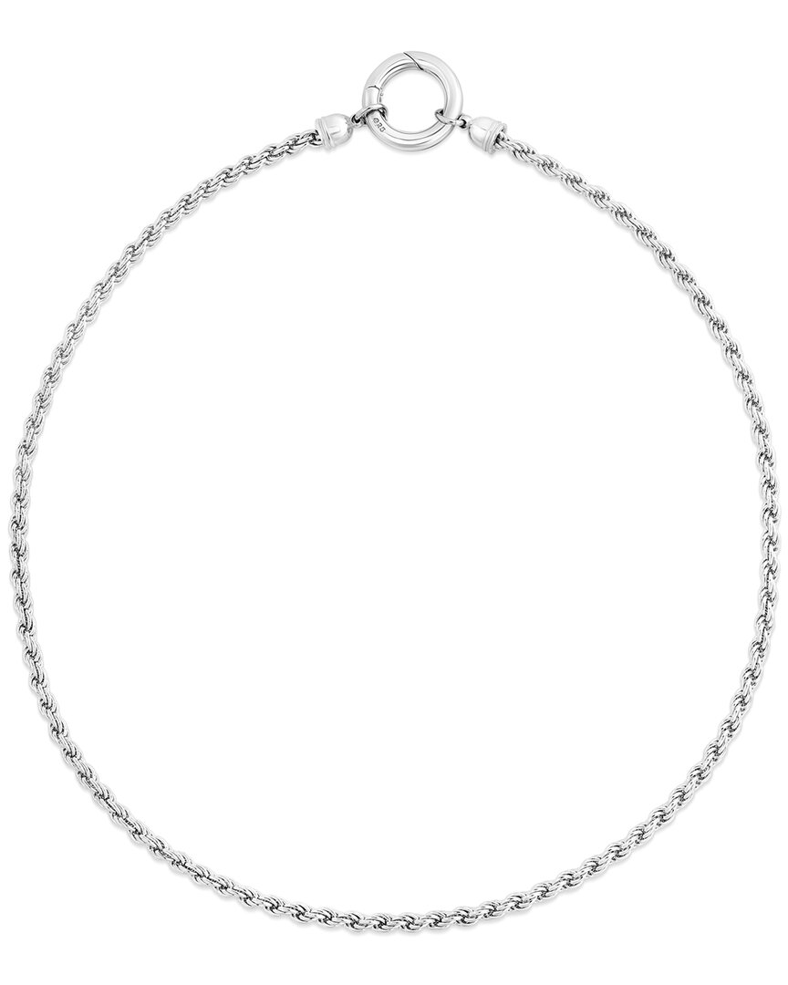 Italian Silver Piazza Di Spagna  Polished Rope Chain Necklace In Metallic