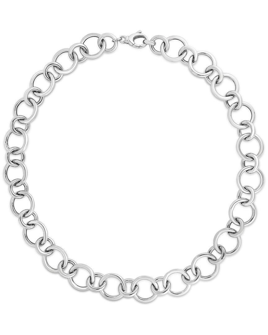 Italian Silver Polished Round Link Necklace