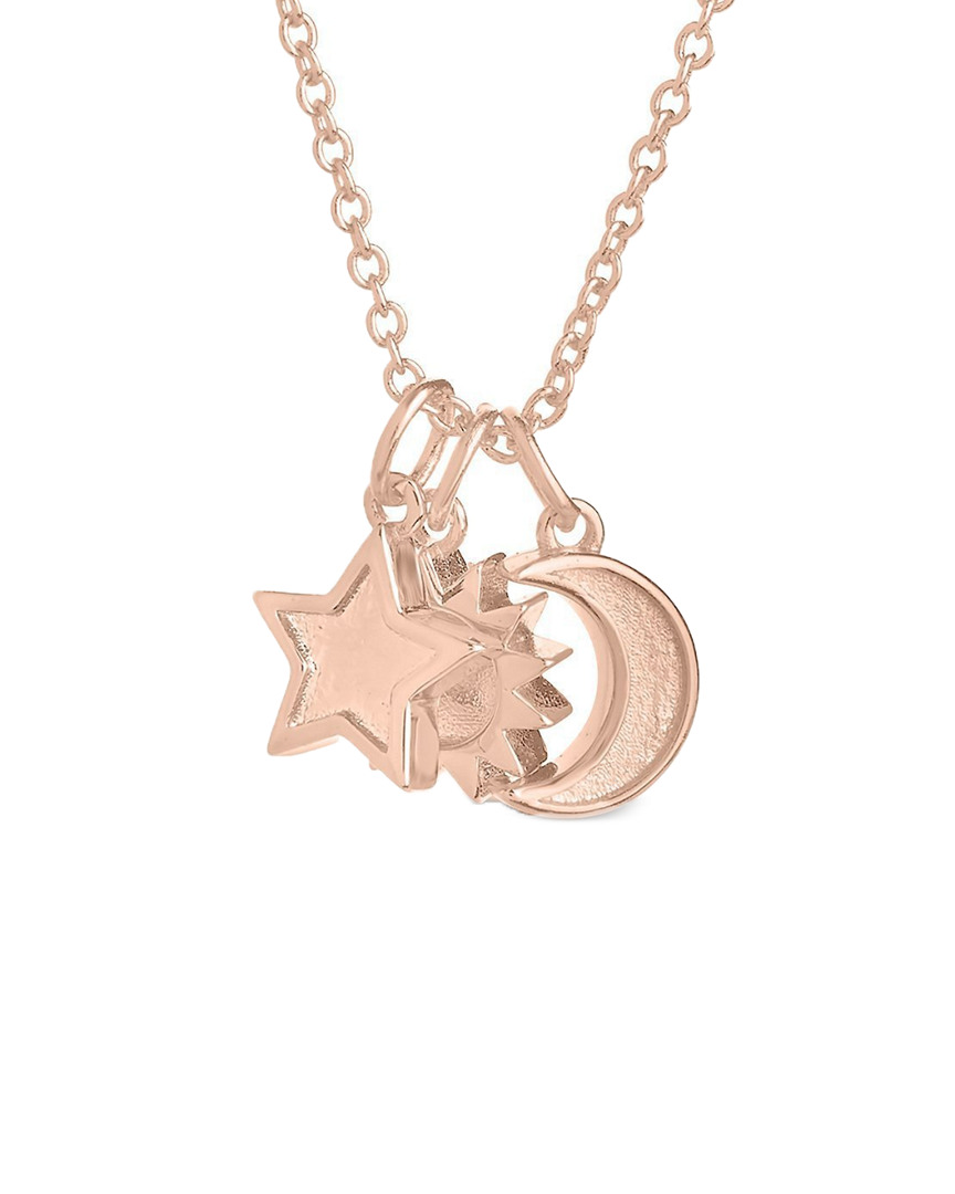 Sterling Forever 14k Rose Gold Plated Sun, Star, & Moon Charm Necklace