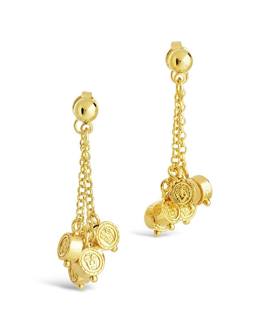 Sterling Forever Beaded Medallion Chain Studs