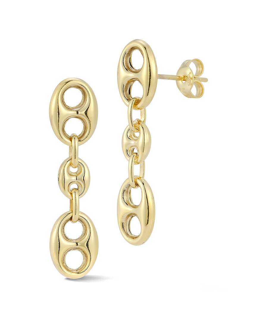 Italian Gold Mariner Puffed Link Drop Earrings